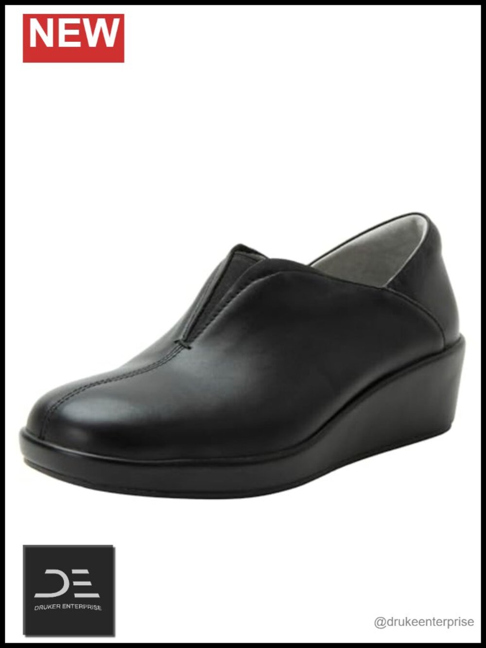 Leather Slip-On Loafer Wedge Low Heel Cushioned Arch Support